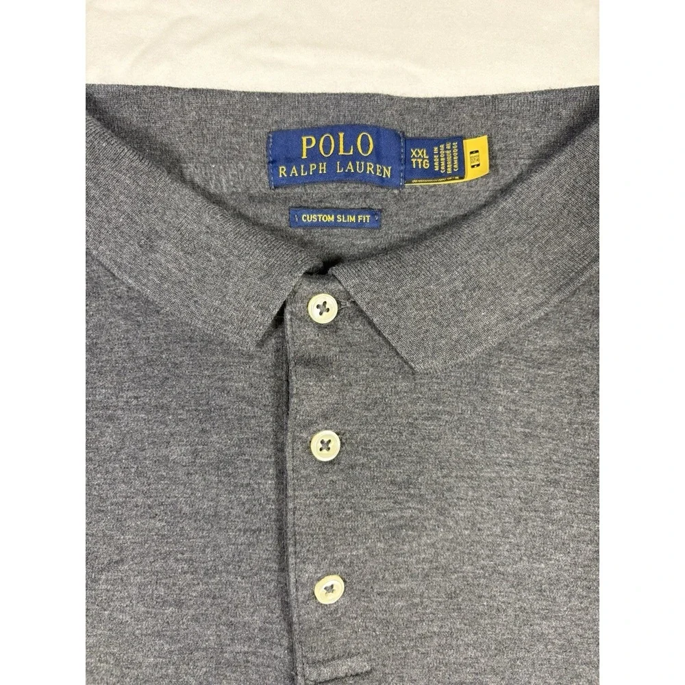 Polo Ralph Lauren Men's Grey Custom Slim Fit Short Sleeve Polo Shirt Size XXL
